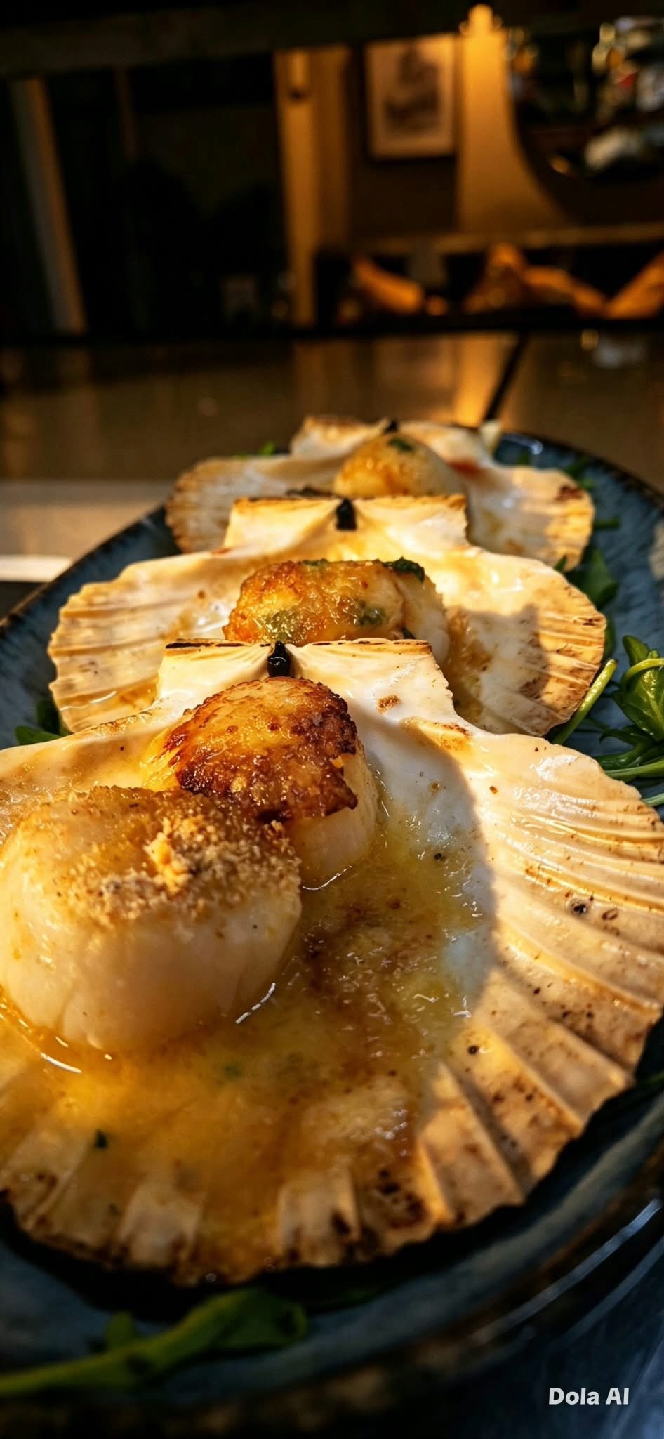 Scallops served on shells
